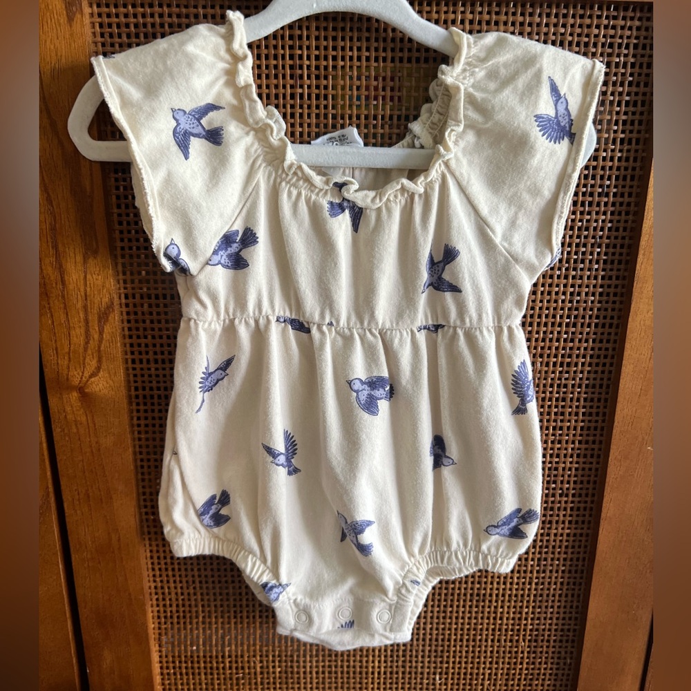 Citymouse Cream Baby Romper with Bird Print